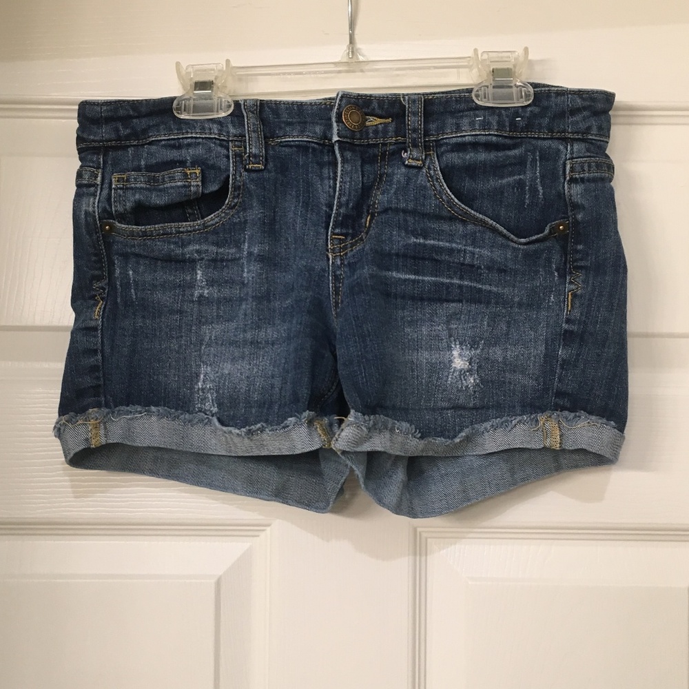 Distressed Denim Low Rise Shorts